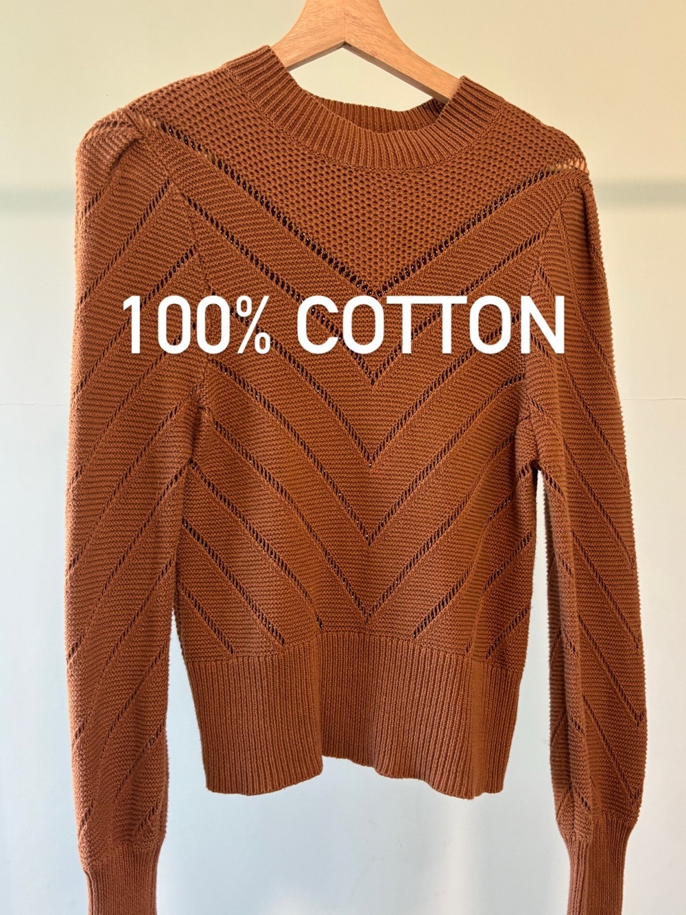 Express 100% Cotton Women's Sweater | Rust | Chevron
